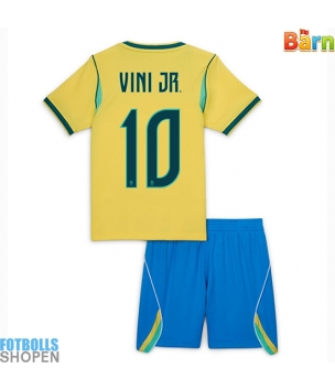 Billiga Brasilien Vinicius Junior #10 Hemmatröja Barn VM 2026 Kortärmad (+ Korta byxor)